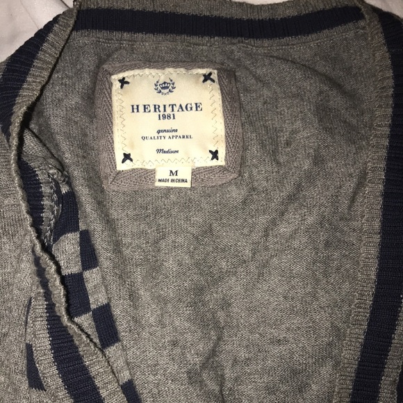 Heritage medium grey and blue checkered cardigan - Picture 4 of 4